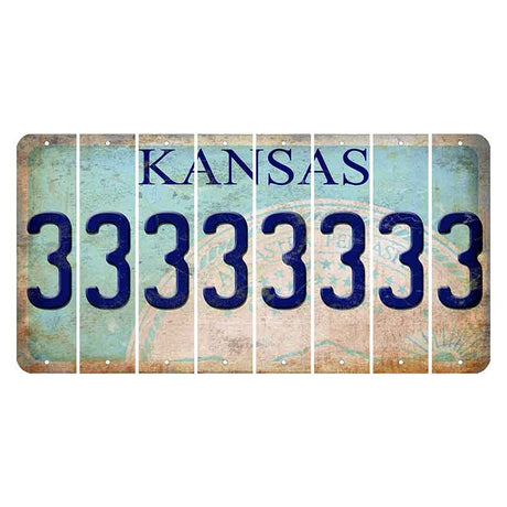 Kansas State Seal Cut License Plate Strips (Set of 8) 3