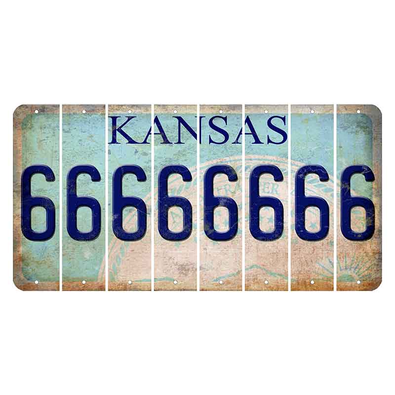 Kansas State Seal Cut License Plate Strips (Set of 8) 6