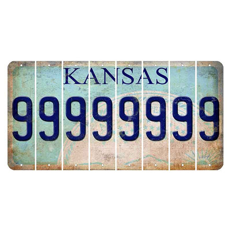 Kansas State Seal Cut License Plate Strips (Set of 8) 9