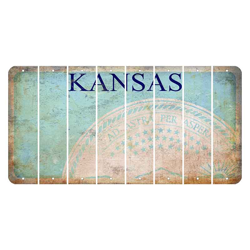 Kansas State Seal Cut License Plate Strips (Set of 8) Blank