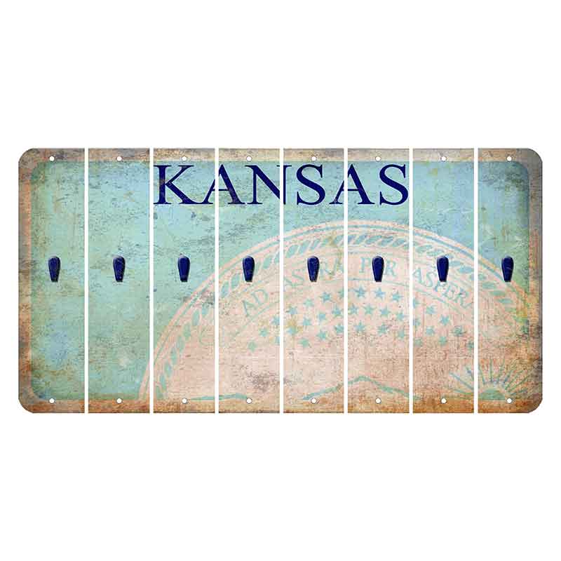 Kansas State Seal Cut License Plate Strips (Set of 8) Apostrophe