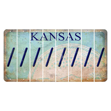 Kansas State Seal Cut License Plate Strips (Set of 8) Forward Slash