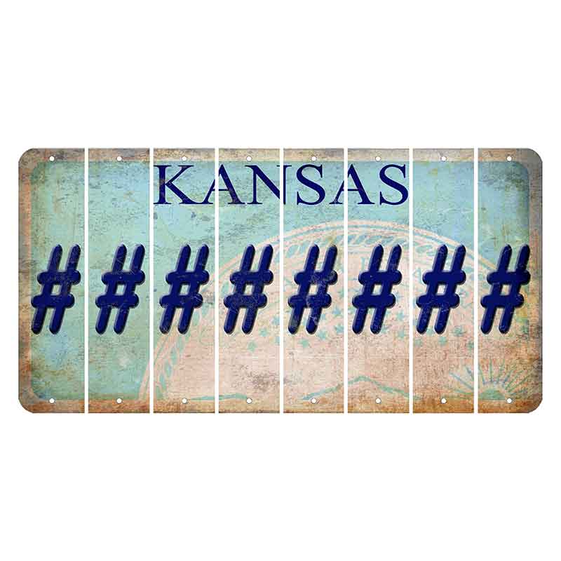 Kansas State Seal Cut License Plate Strips (Set of 8) Hashtag