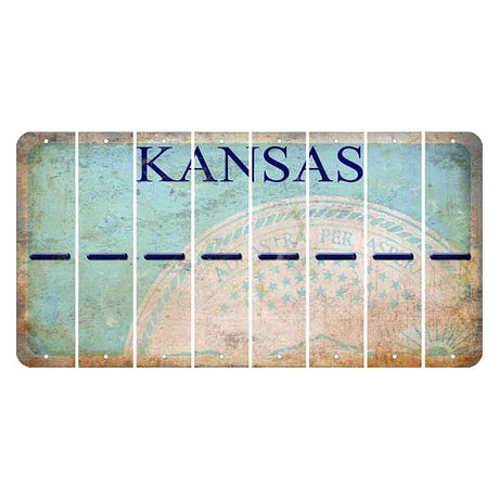 Kansas State Seal Cut License Plate Strips (Set of 8) Hyphen