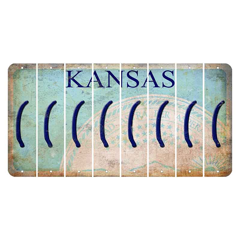 Kansas State Seal Cut License Plate Strips (Set of 8) Parenthesis - Left