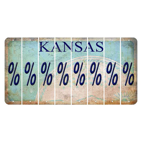 Kansas State Seal Cut License Plate Strips (Set of 8) Percent Sign