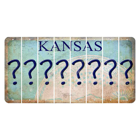 Kansas State Seal Cut License Plate Strips (Set of 8) Question Mark