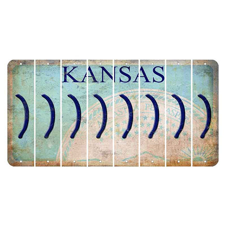 Kansas State Seal Cut License Plate Strips (Set of 8) Parenthesis - Right