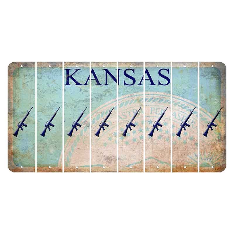 Kansas State Seal Cut License Plate Strips (Set of 8) Rifle