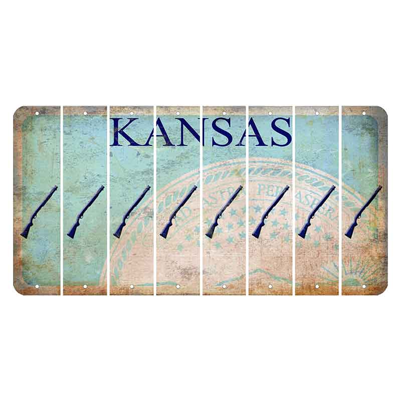 Kansas State Seal Cut License Plate Strips (Set of 8) Shotgun