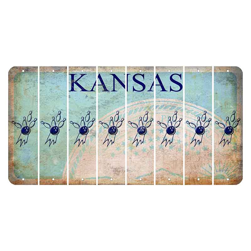 Kansas State Seal Cut License Plate Strips (Set of 8) Bowling