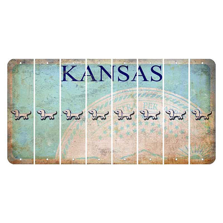 Kansas State Seal Cut License Plate Strips (Set of 8) Dog