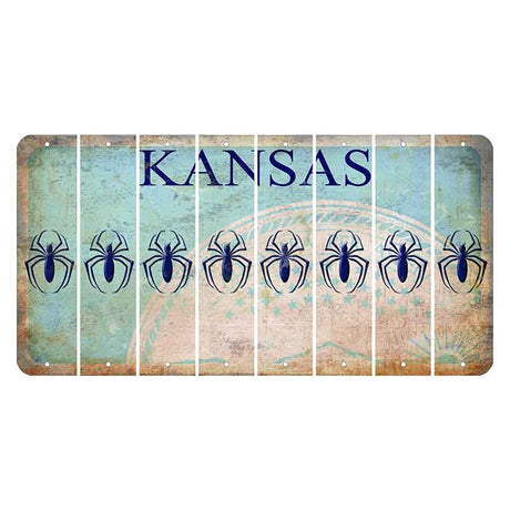 Kansas State Seal Cut License Plate Strips (Set of 8) Spider