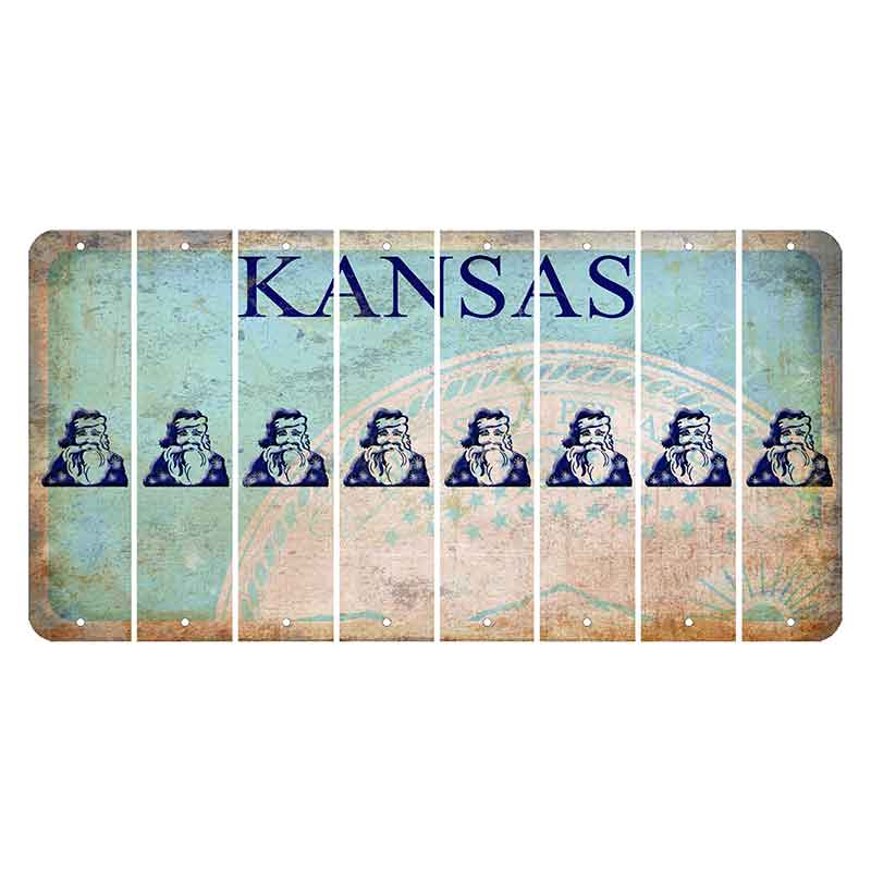 Kansas State Seal Cut License Plate Strips (Set of 8) Santa Claus