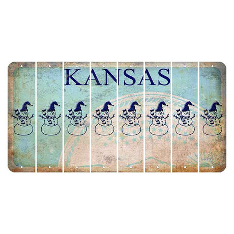 Kansas State Seal Cut License Plate Strips (Set of 8) Snowman