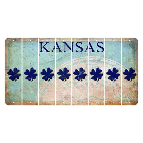 Kansas State Seal Cut License Plate Strips (Set of 8) Shamrock