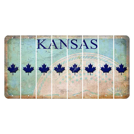 Kansas State Seal Cut License Plate Strips (Set of 8) Maple Leaf