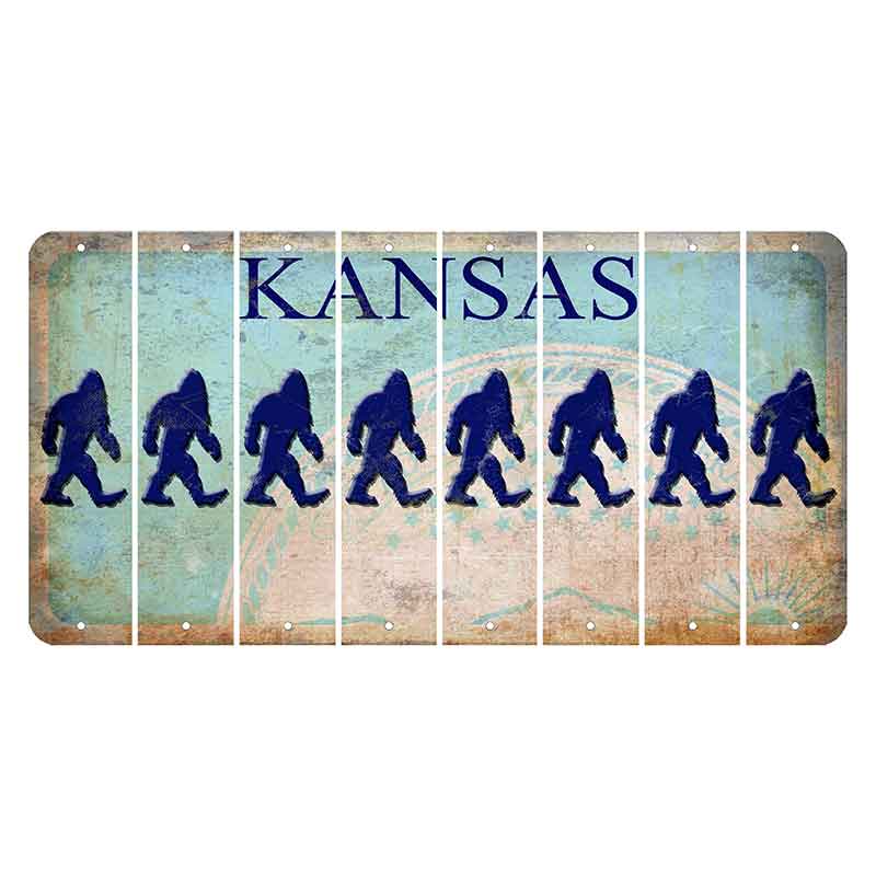 Kansas State Seal Cut License Plate Strips (Set of 8) Bigfoot