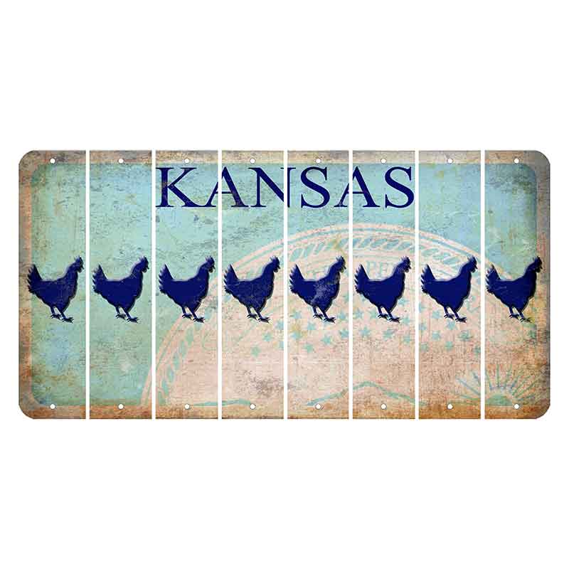 Kansas State Seal Cut License Plate Strips (Set of 8) Chicken