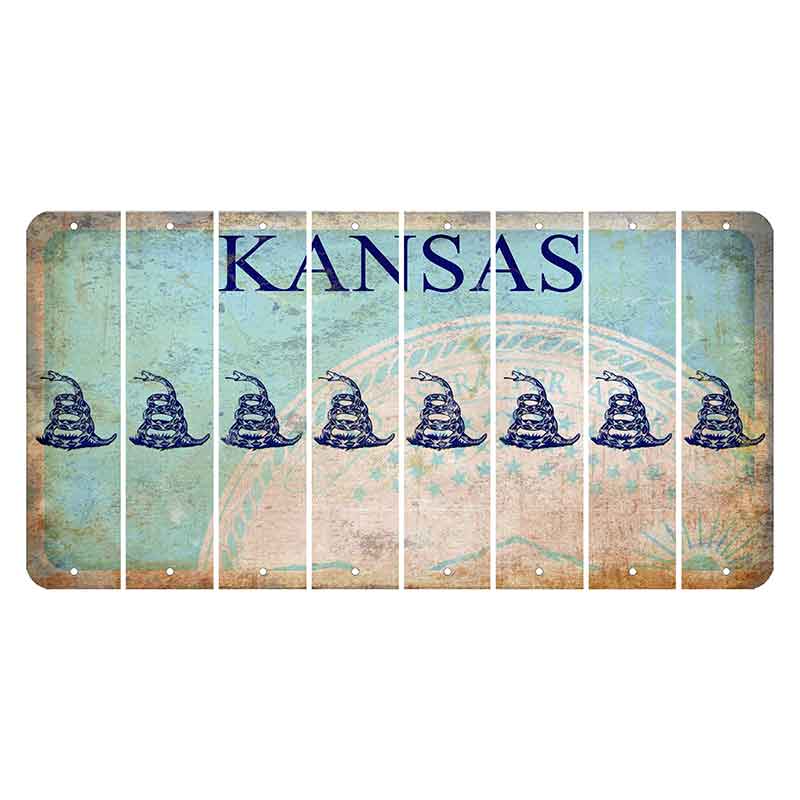 Kansas State Seal Cut License Plate Strips (Set of 8) Gadsden