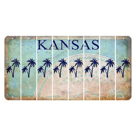 Kansas State Seal Cut License Plate Strips (Set of 8) Palm Trees