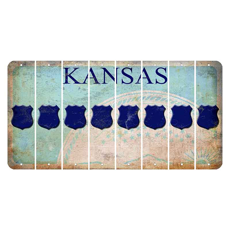 Kansas State Seal Cut License Plate Strips (Set of 8) Police Badge