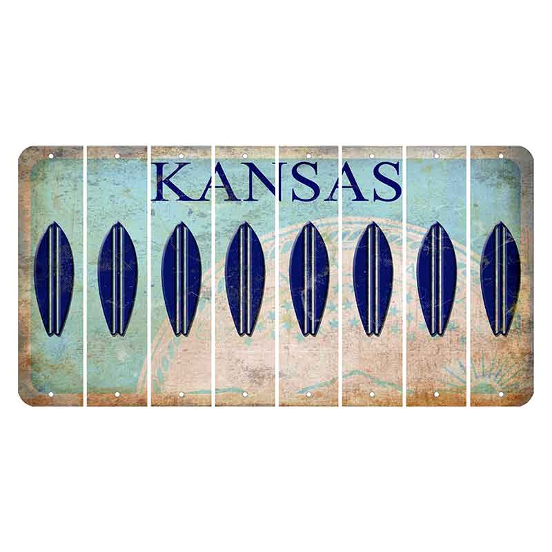 Kansas State Seal Cut License Plate Strips (Set of 8) Surfboard