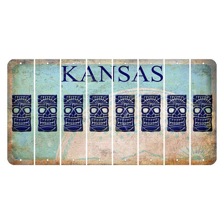 Kansas State Seal Cut License Plate Strips (Set of 8) Tiki