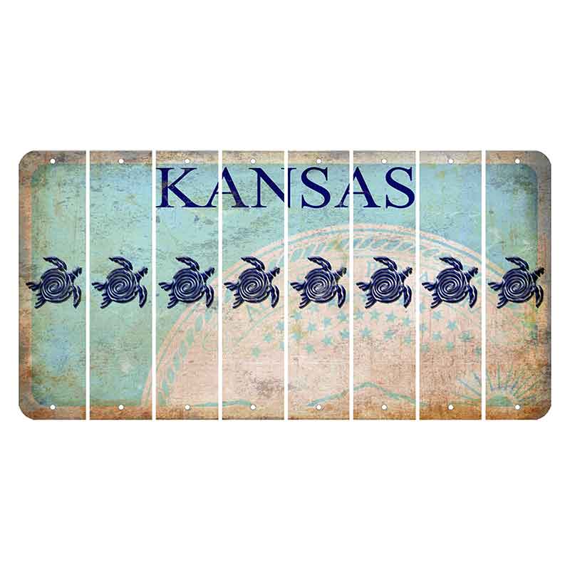 Kansas State Seal Cut License Plate Strips (Set of 8) Sea Turtle