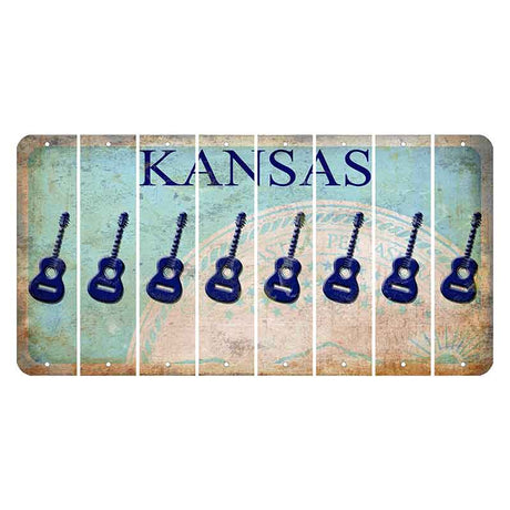 Kansas State Seal Cut License Plate Strips (Set of 8) Guitar