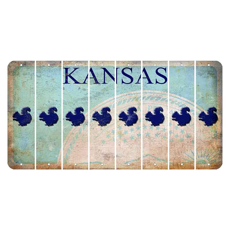 Kansas State Seal Cut License Plate Strips (Set of 8) Squirrel