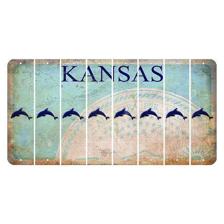 Kansas State Seal Cut License Plate Strips (Set of 8) Dolphin