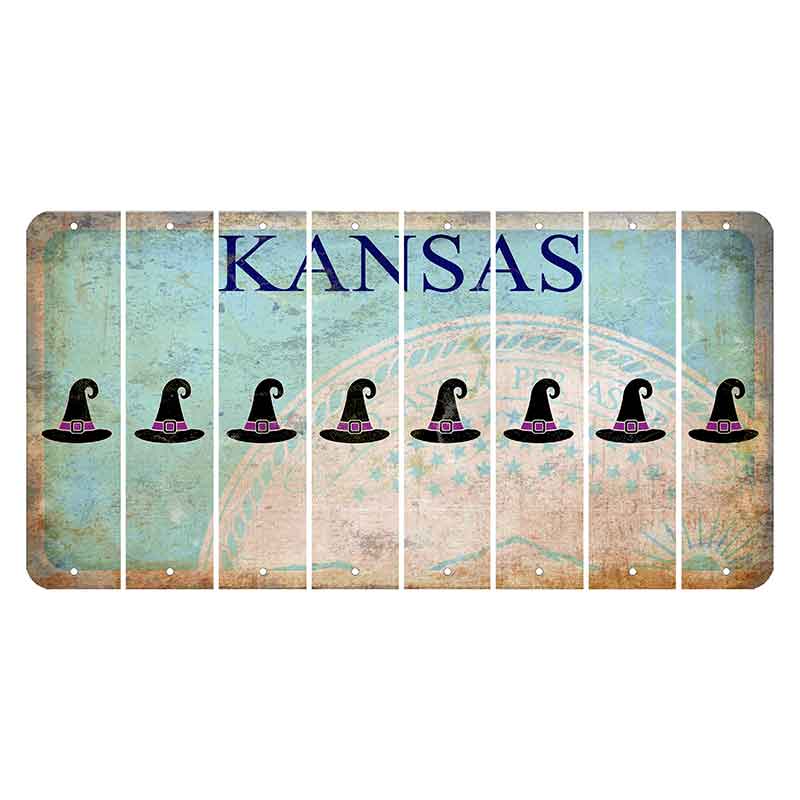 Kansas State Seal Cut License Plate Strips (Set of 8) Witches Hat