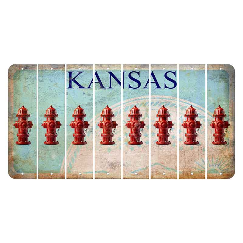 Kansas State Seal Cut License Plate Strips (Set of 8) Fire Hydrant