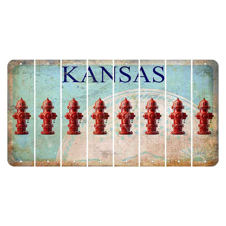 Kansas State Seal Cut License Plate Strips (Set of 8) Fire Hydrant