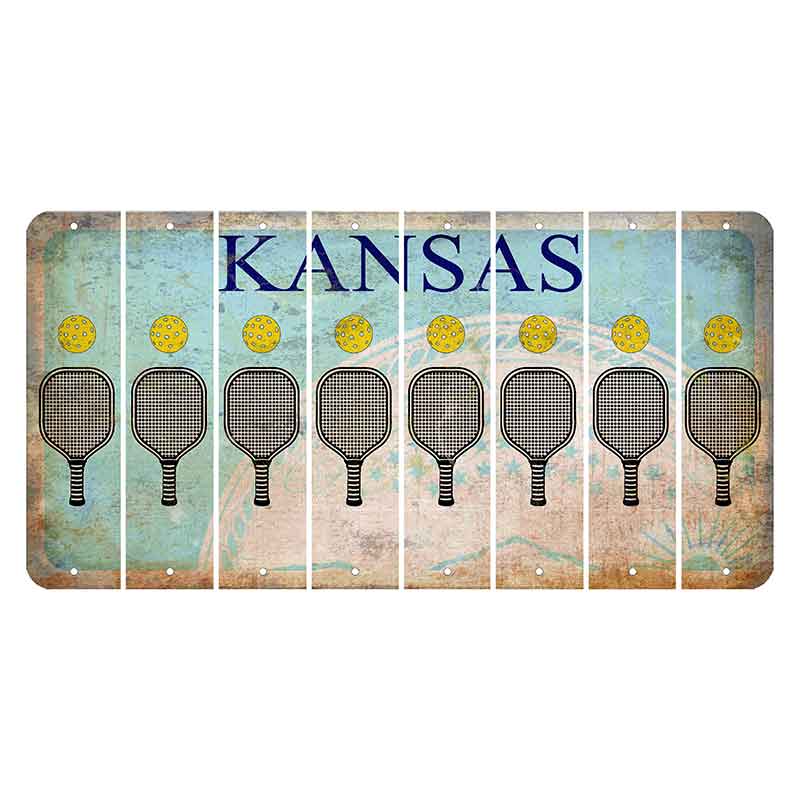 Kansas State Seal Cut License Plate Strips (Set of 8) Pickleball