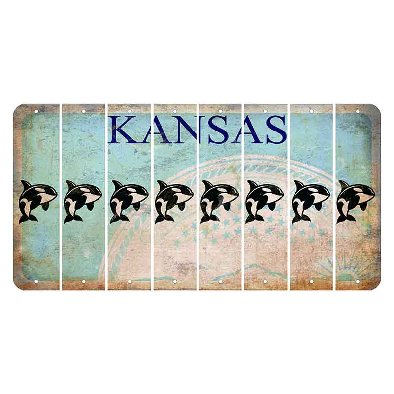 Kansas State Seal Cut License Plate Strips (Set of 8) Whale