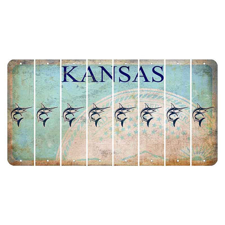 Kansas State Seal Cut License Plate Strips (Set of 8) Swordfish