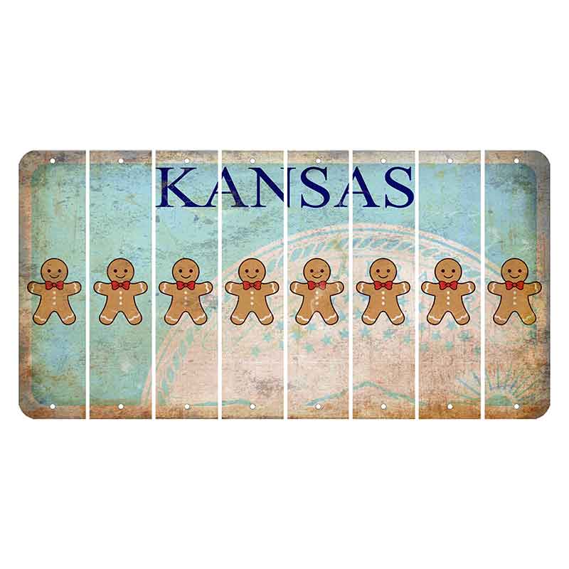 Kansas State Seal Cut License Plate Strips (Set of 8) Gingerbread Man