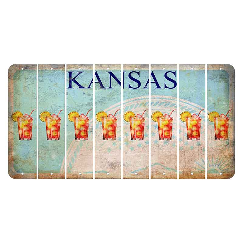 Kansas State Seal Cut License Plate Strips (Set of 8) Cocktail