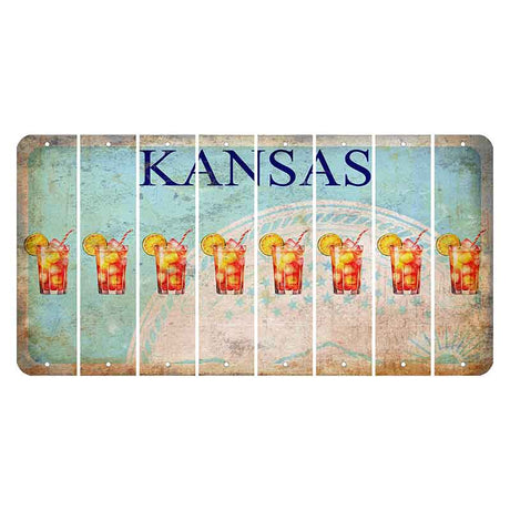 Kansas State Seal Cut License Plate Strips (Set of 8) Cocktail