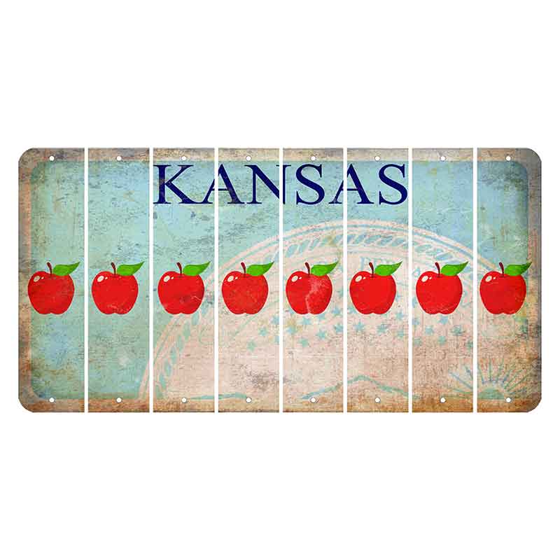 Kansas State Seal Cut License Plate Strips (Set of 8) Apple