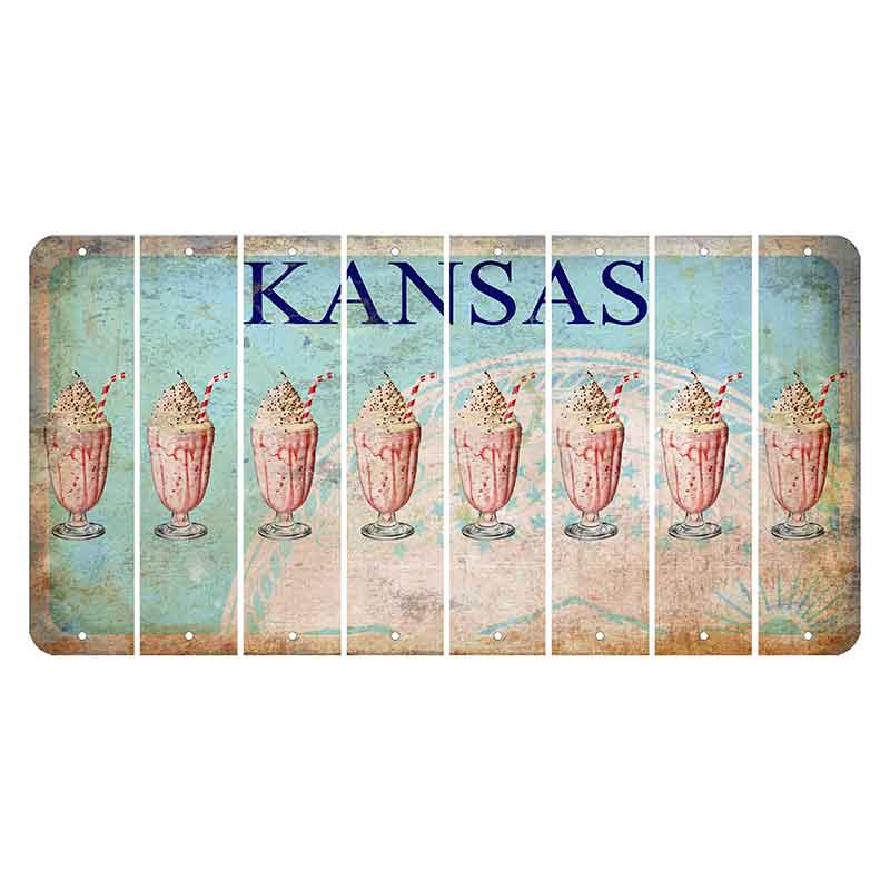 Kansas State Seal Cut License Plate Strips (Set of 8) Milkshake