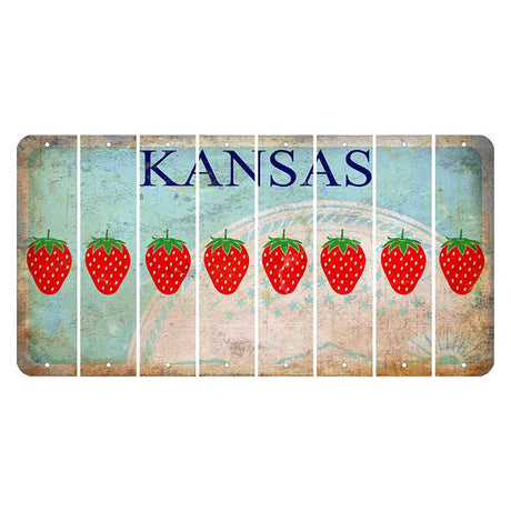 Kansas State Seal Cut License Plate Strips (Set of 8) Strawberry