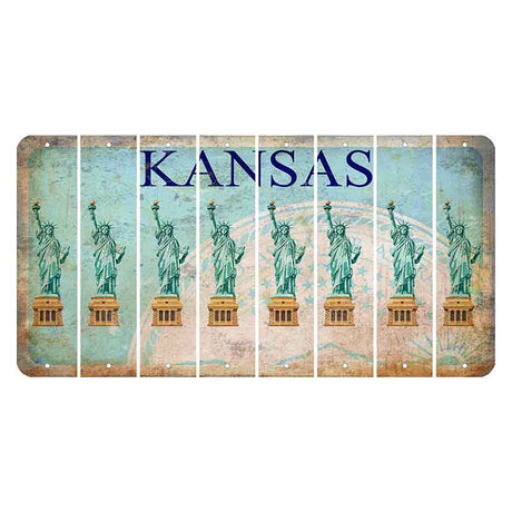 Kansas State Seal Cut License Plate Strips (Set of 8) Statue of Liberty