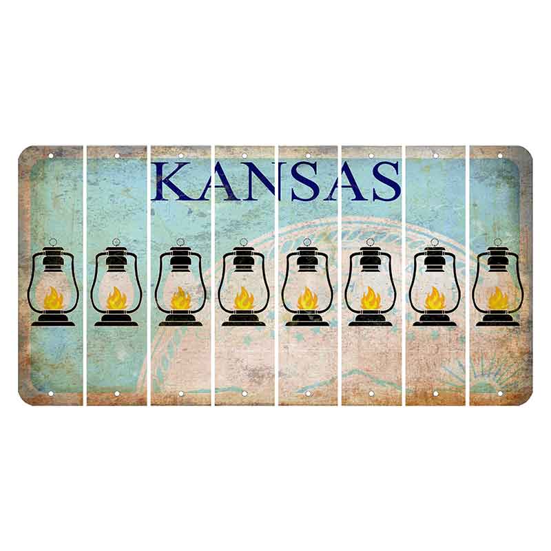 Kansas State Seal Cut License Plate Strips (Set of 8) Lantern