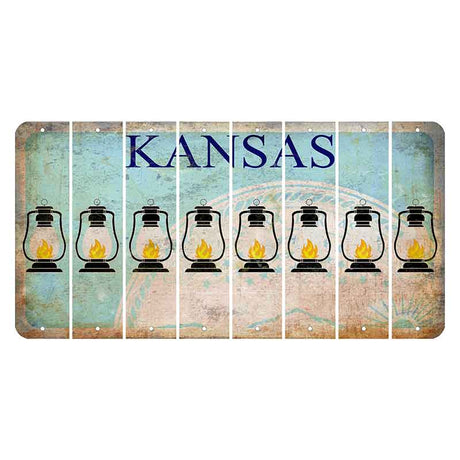 Kansas State Seal Cut License Plate Strips (Set of 8) Lantern