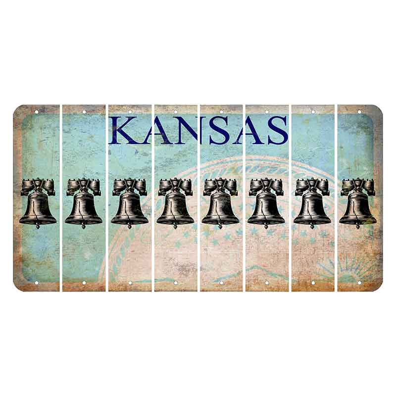 Kansas State Seal Cut License Plate Strips (Set of 8) Liberty Bell