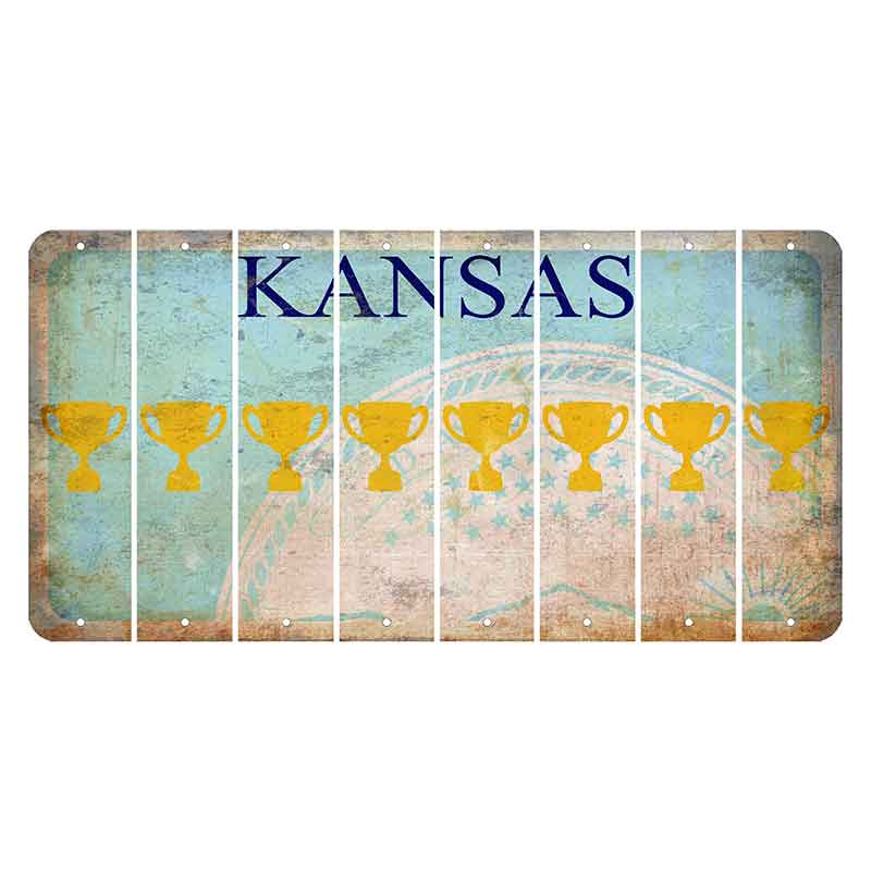 Kansas State Seal Cut License Plate Strips (Set of 8) Trophy