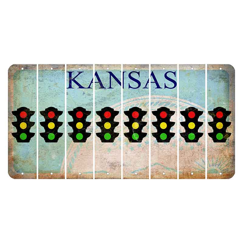 Kansas State Seal Cut License Plate Strips (Set of 8) Traffic Light